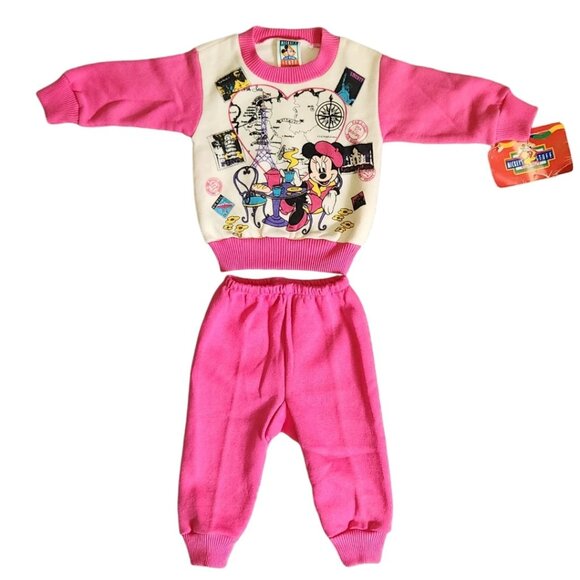 NWT Vtg 90s Disney Minnie Mouse Baby Set 12M Sweatshirt Pants Retro Hong Kong - Picture 2 of 7